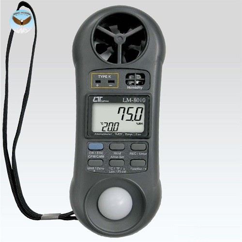 Máy đo nhiệt độ, gió, độ ẩm, ánh sáng LUTRON LM8010 (0- 20.000 Lux, 0.4~30 m/s, -100 ~ 1300°C)