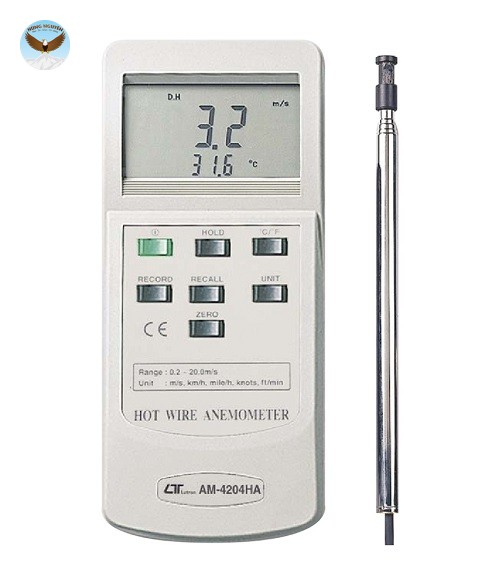 Máy đo tốc độ gió, nhiệt độ môi trường LUTRON AM4204HA (20m/s ,0 -50  ℃)