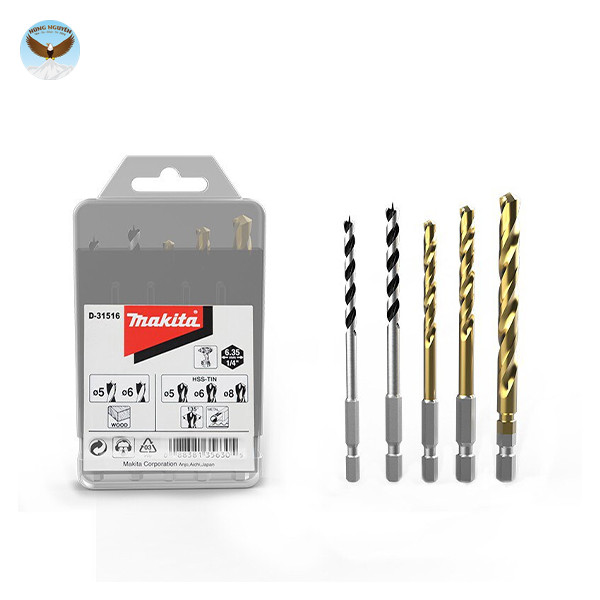 Bộ Mũi Khoan Gỗ, Kim Loại MAKITA D-31516 (5,6,8mm , Chuôi Lục Giác)