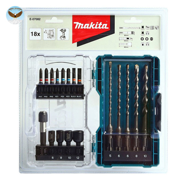 Bộ Mũi Khoan Và Mũi Vít MAKITA E-07082 (18 Cái)