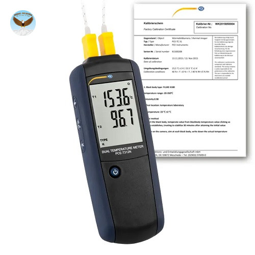 Máy đo nhiệt độ tiếp xúc PCE T312N-ICA (-200~1372 °C; -210~1100 °C; chứng chỉ ISO)